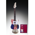 US Flag Electric Guitar Miniature with Stand & Case 7"H